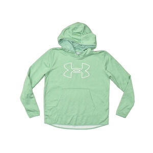 Under Armour Women's Medium Green Fleece Hoodie Loose Fit Big Logo Pullover